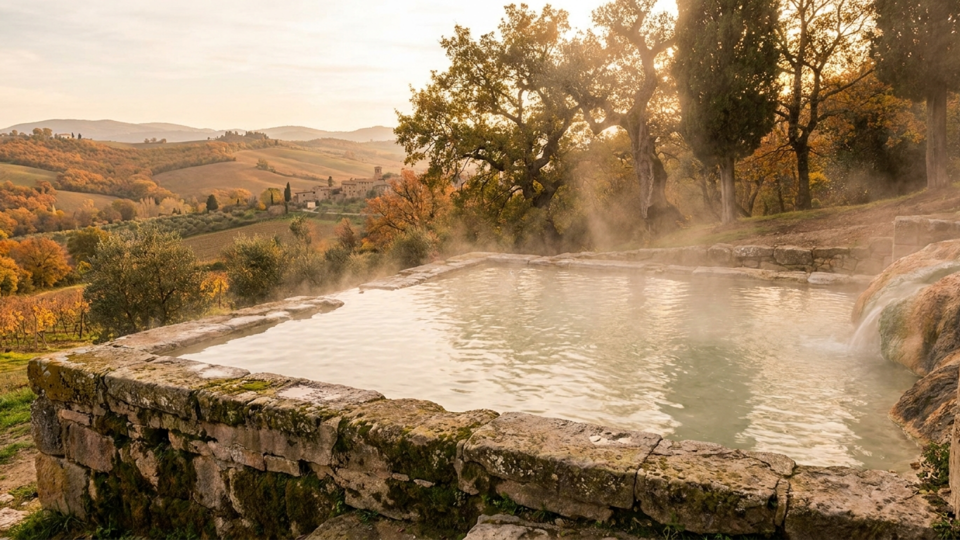 Terme gay Tuscia, sorgente Bulicame Viterbo in ottobre